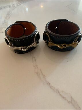 Leather Bit Wrap Bracelet with Metal Accent - Black